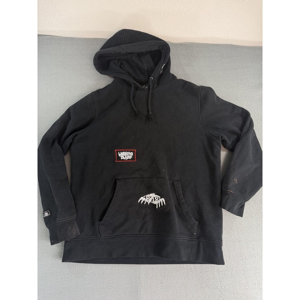 Lurking Class Hoodie Mens Large Black Graphic Fleece Pullover Skull Snake Gothic
